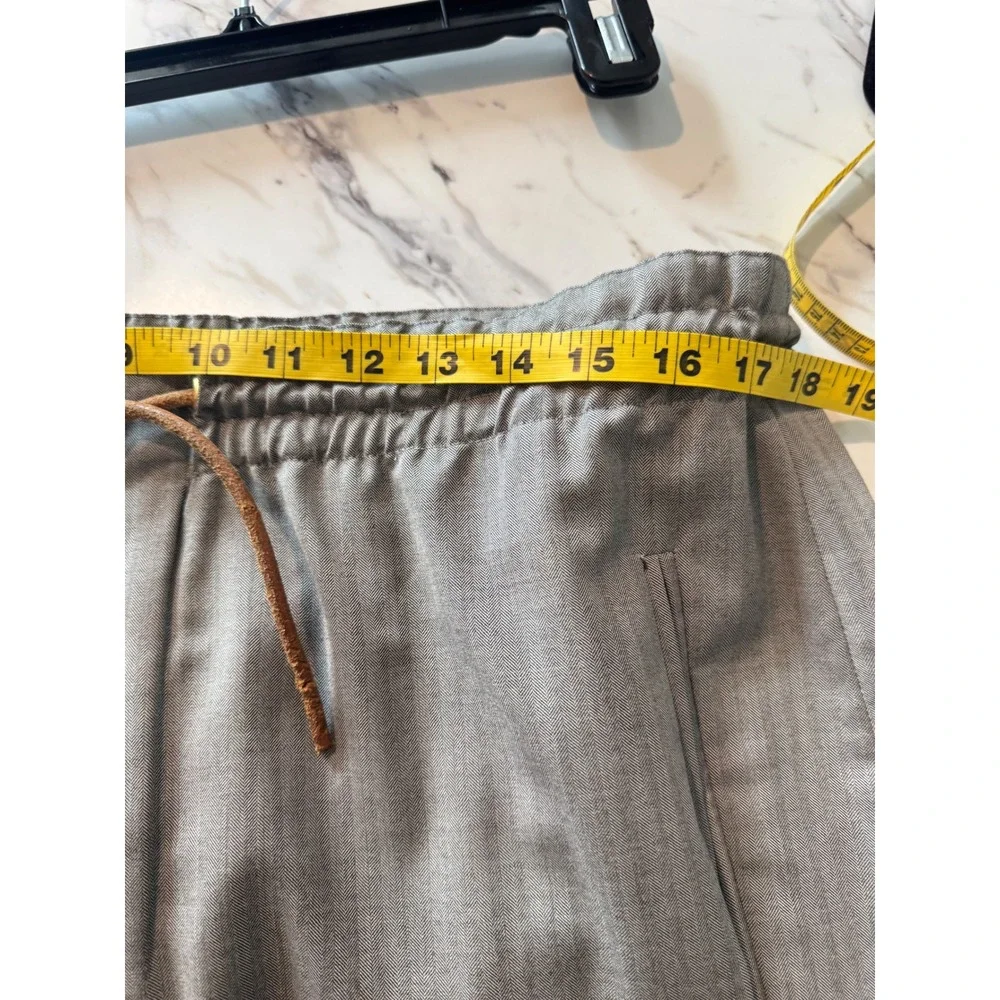 Michael Kors Womens Grey Herringbone Wool Wide Leg Trousers Made in Italy Size M